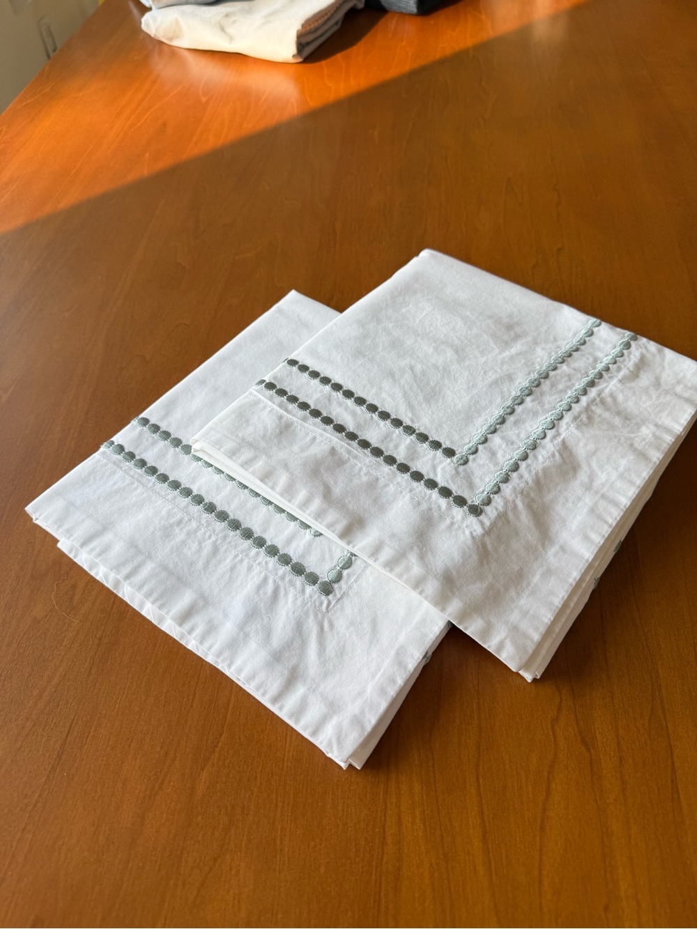 Pottery barn pearl organic cotton Euro shams set of two silver sage in color